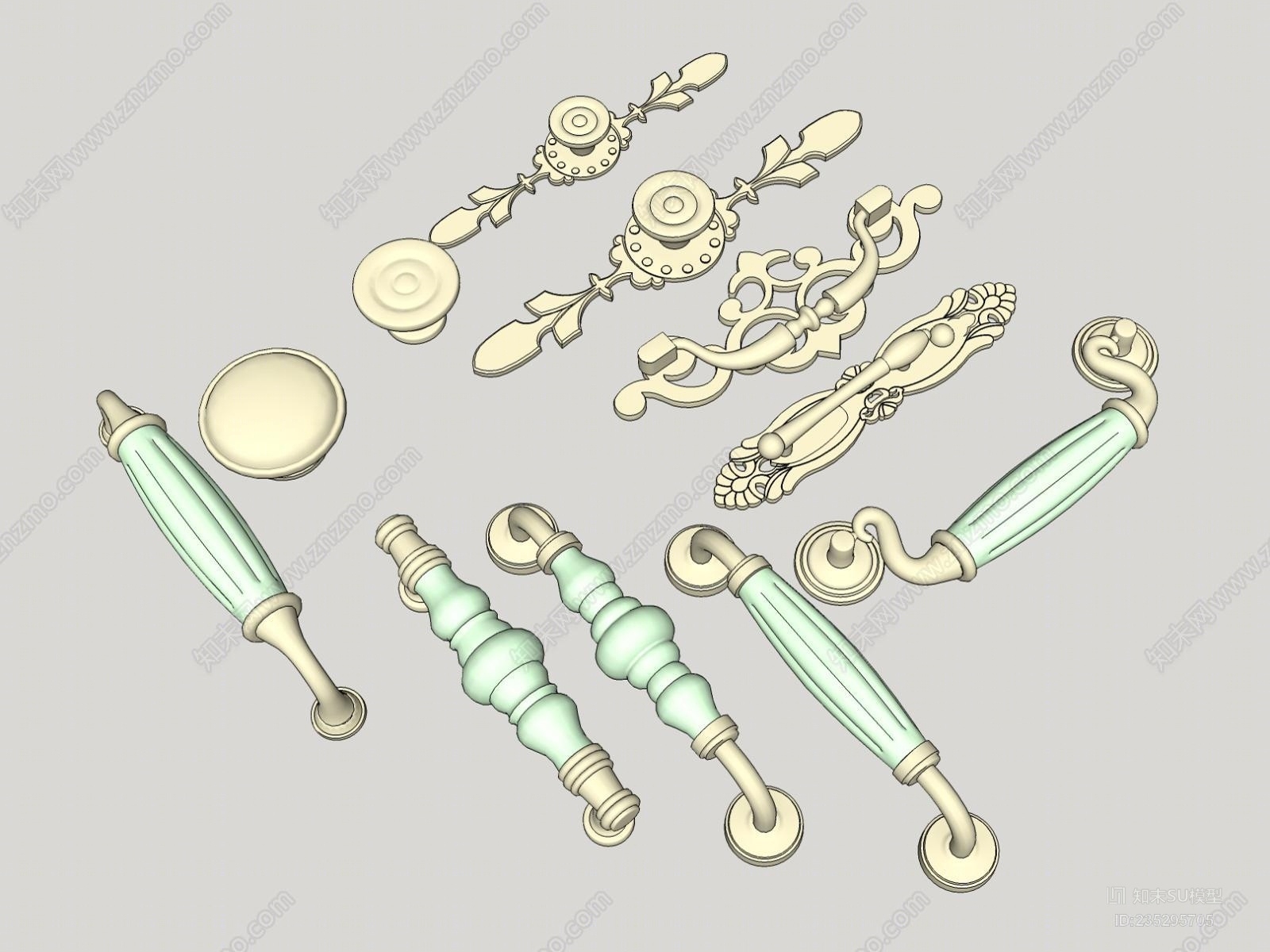 欧式拉手门把SU模型下载【ID:235295705】