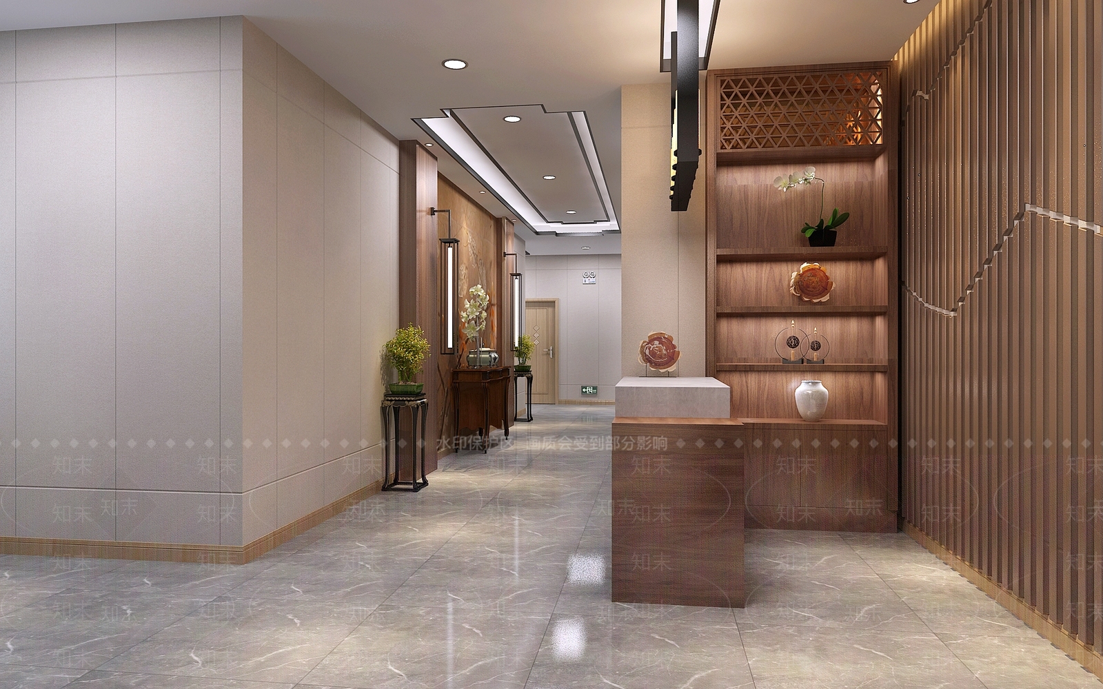 新中式洗浴中心吧台3D模型下载【ID:235018357】