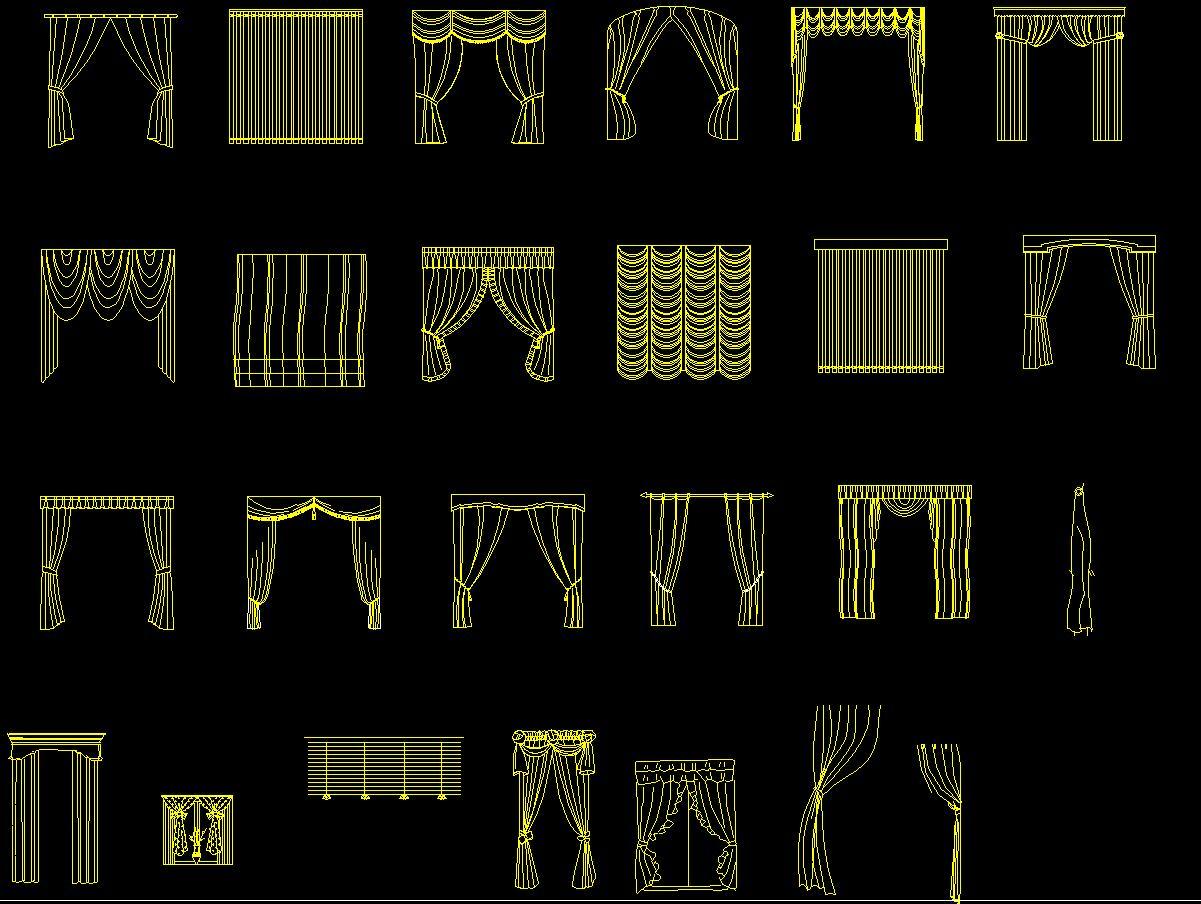 窗帘大全CAD图库施工图下载【ID:133283978】