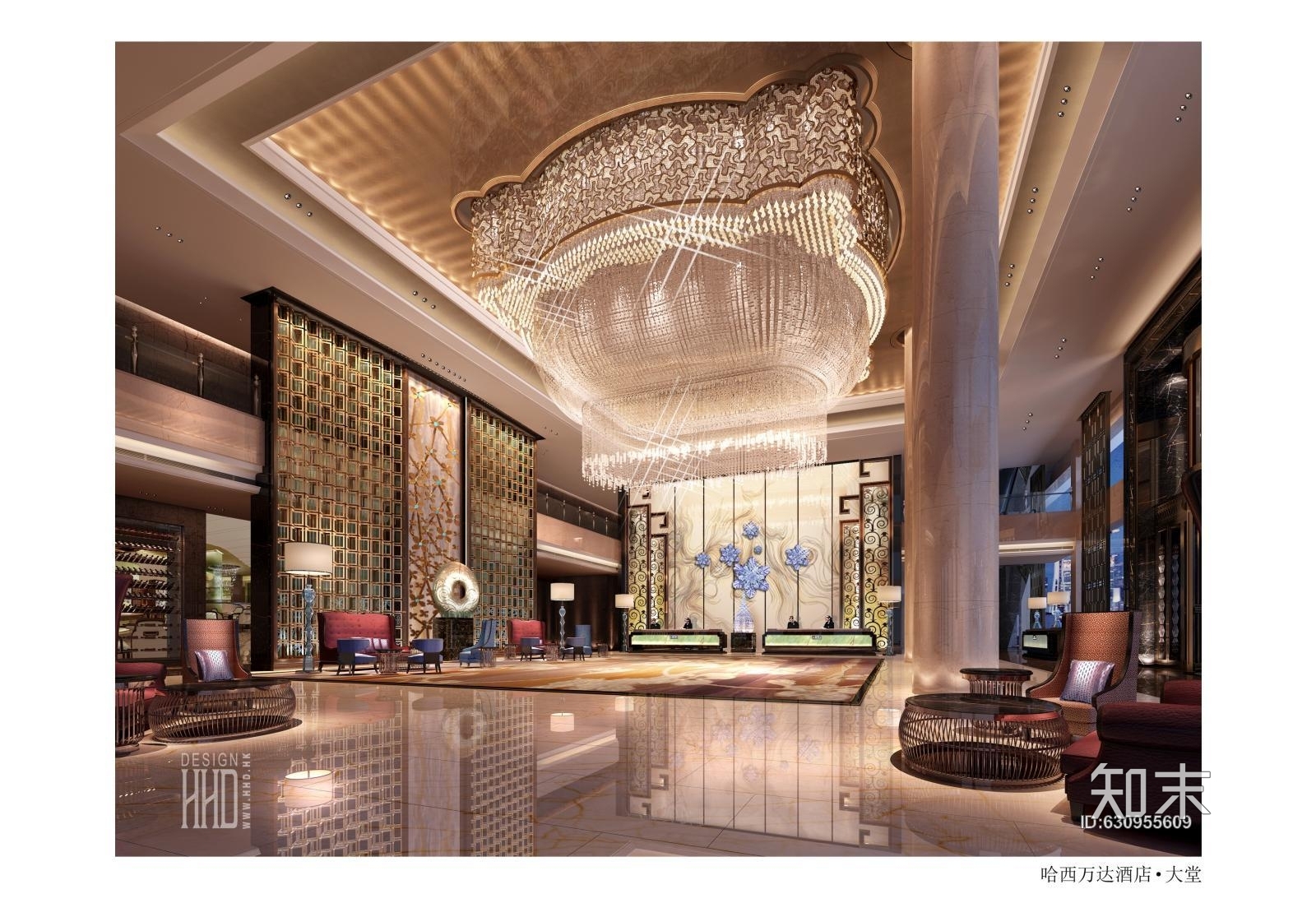 [酒店空间]--哈西万达五星酒店公共区域|CAD施工图+效果图施工图下载【ID:630955609】