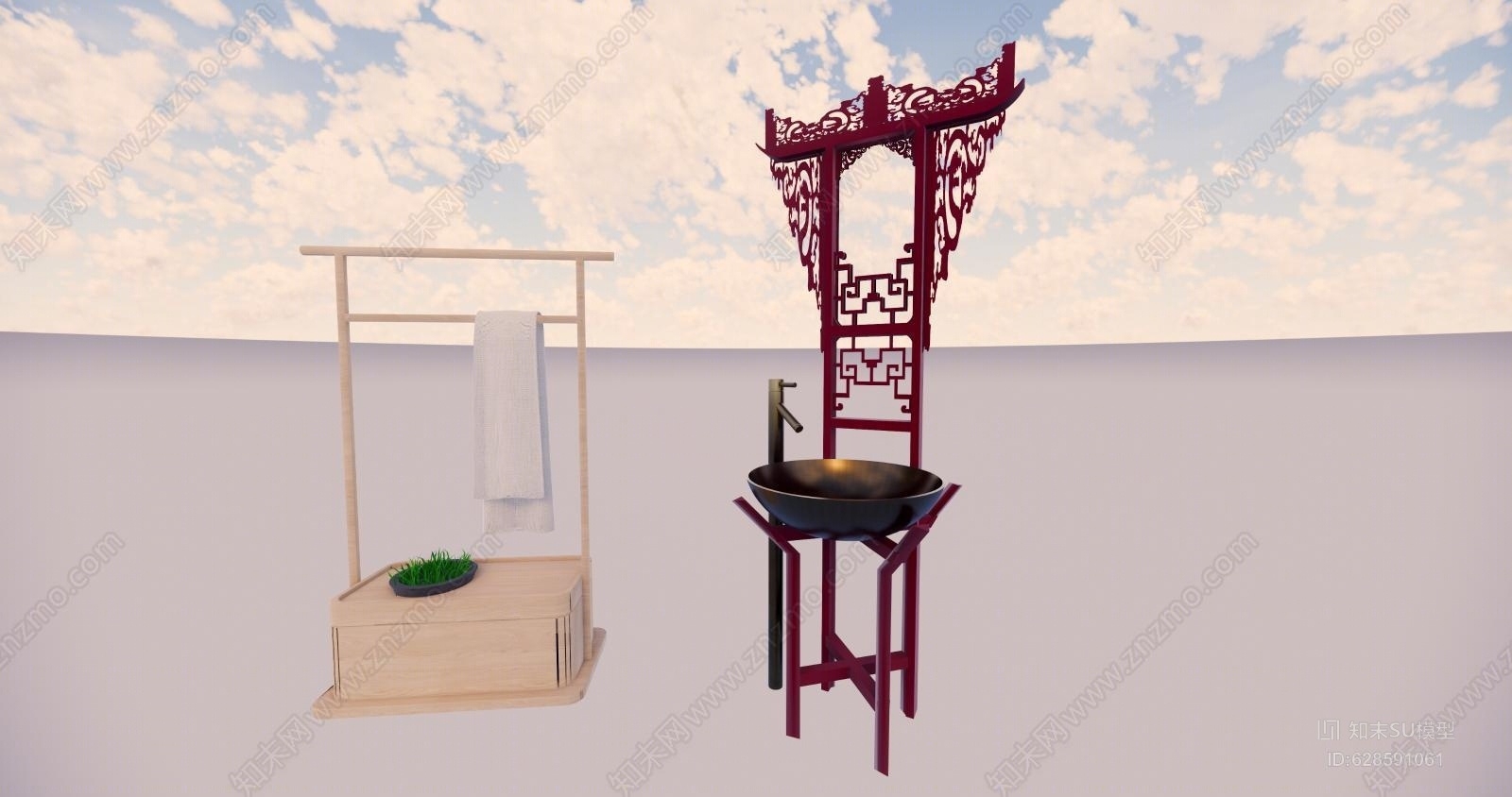 中式卫生间SU模型下载【ID:628591061】