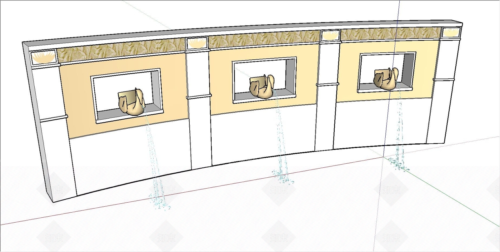 东南亚景墙景墙天鹅水景其他SU模型下载【ID:632760661】