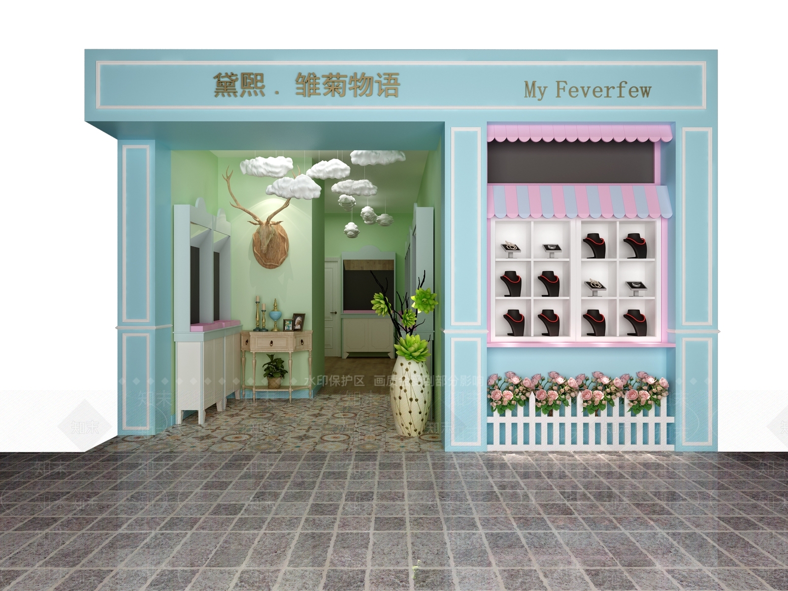 简欧礼品店门头3D模型下载【ID:634458900】