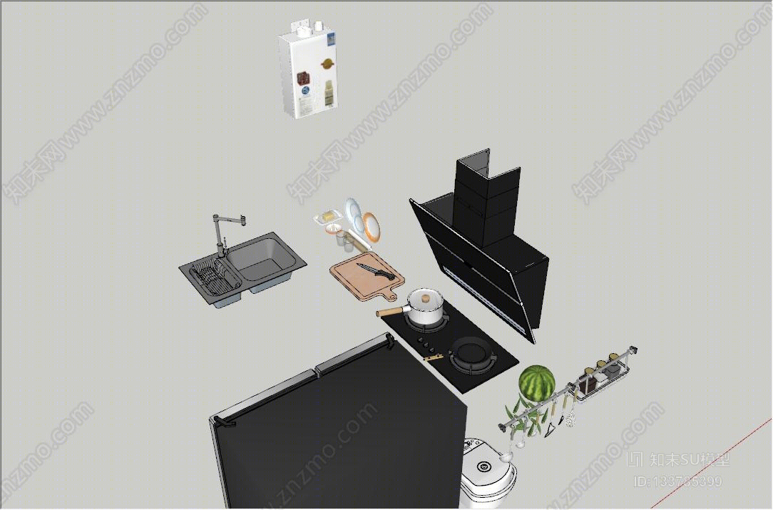 厨房组合SU模型下载【ID:133785399】