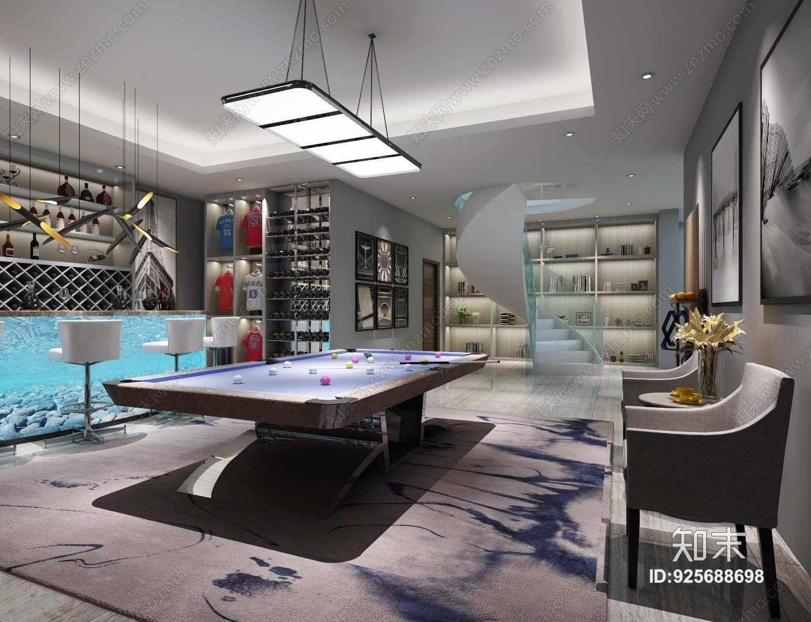 后现代休息娱乐室3D模型下载【ID:925688698】