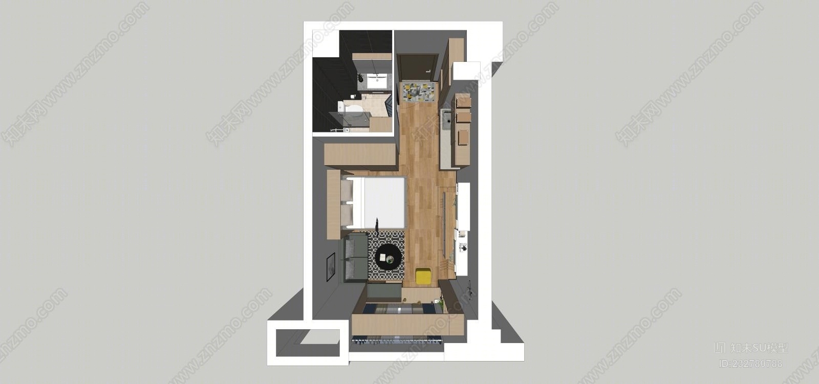 现代北欧公寓SU模型下载【ID:232780788】