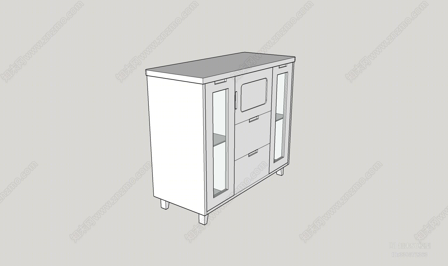 办公用品茶水柜钱SU模型下载【ID:330872363】