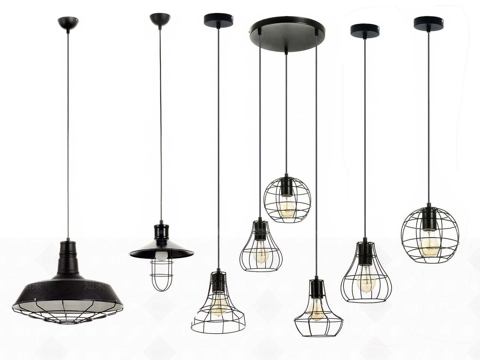 现代北欧现代铁艺术吧台办公室北欧复古工业风鸟笼创意酒吧loft餐厅餐吊灯3D模型下载【ID:532537849】