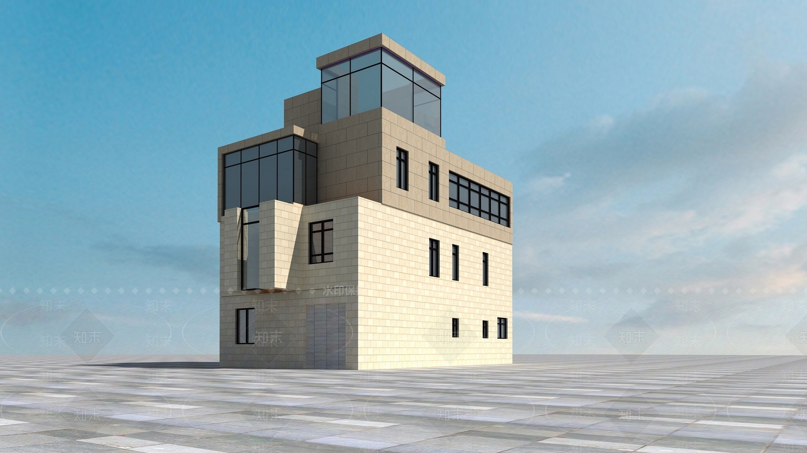 中式公共建筑住宅风格建筑商业小楼小高层别墅3D模型下载【ID:335287560】