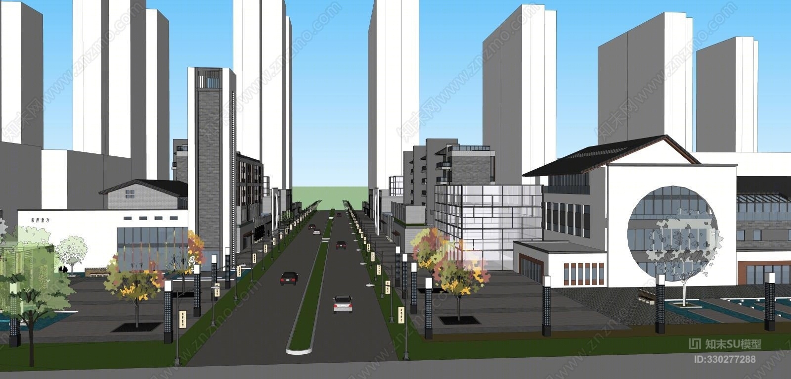 城市建筑模型SU模型下载【ID:330277288】