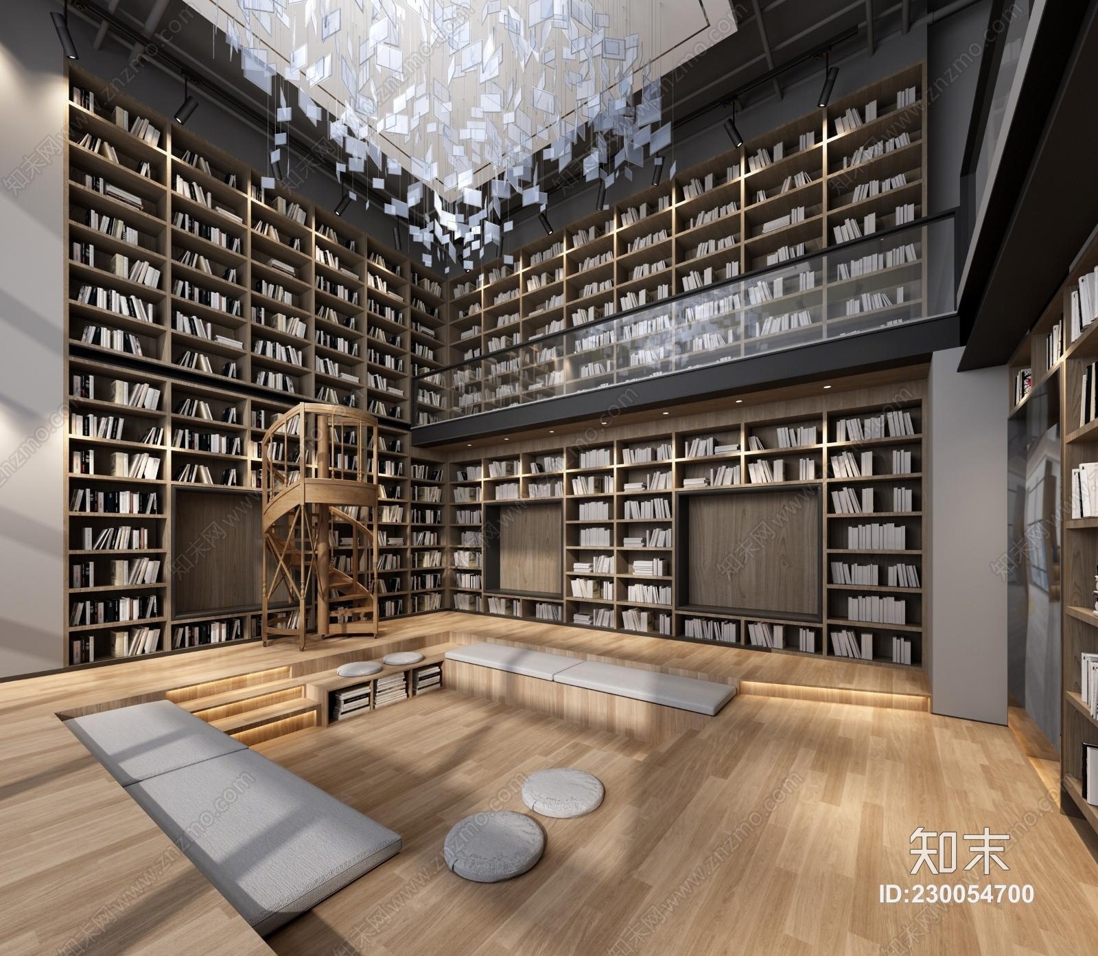 现代图书馆书吧3D模型下载【ID:230054700】