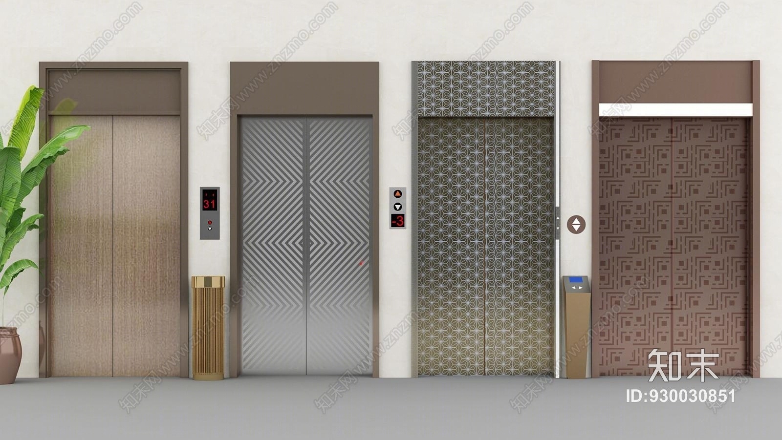 现代电梯门模型组合3D模型下载【ID:930030851】