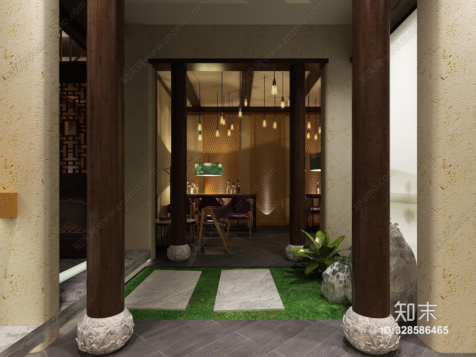 中式酒吧3D模型下载【ID:328586465】