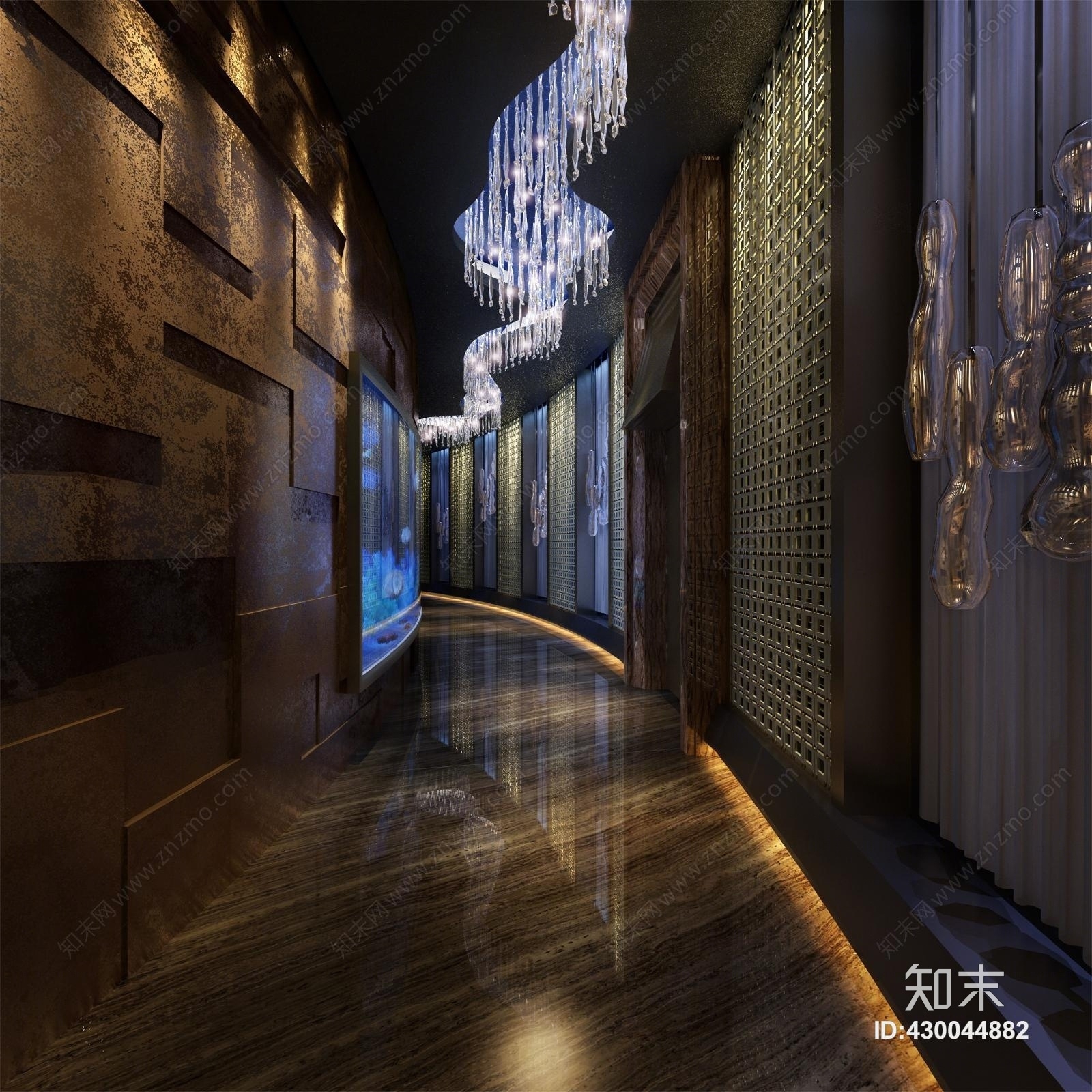 其它酒店玄关过道吊灯3D模型下载【ID:430044882】