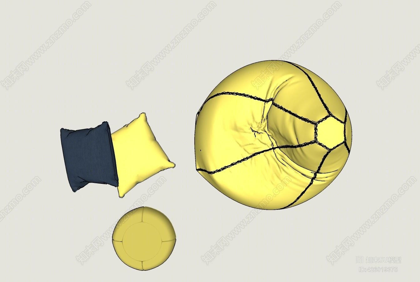 现代懒人沙发抱枕SU模型下载【ID:426019375】