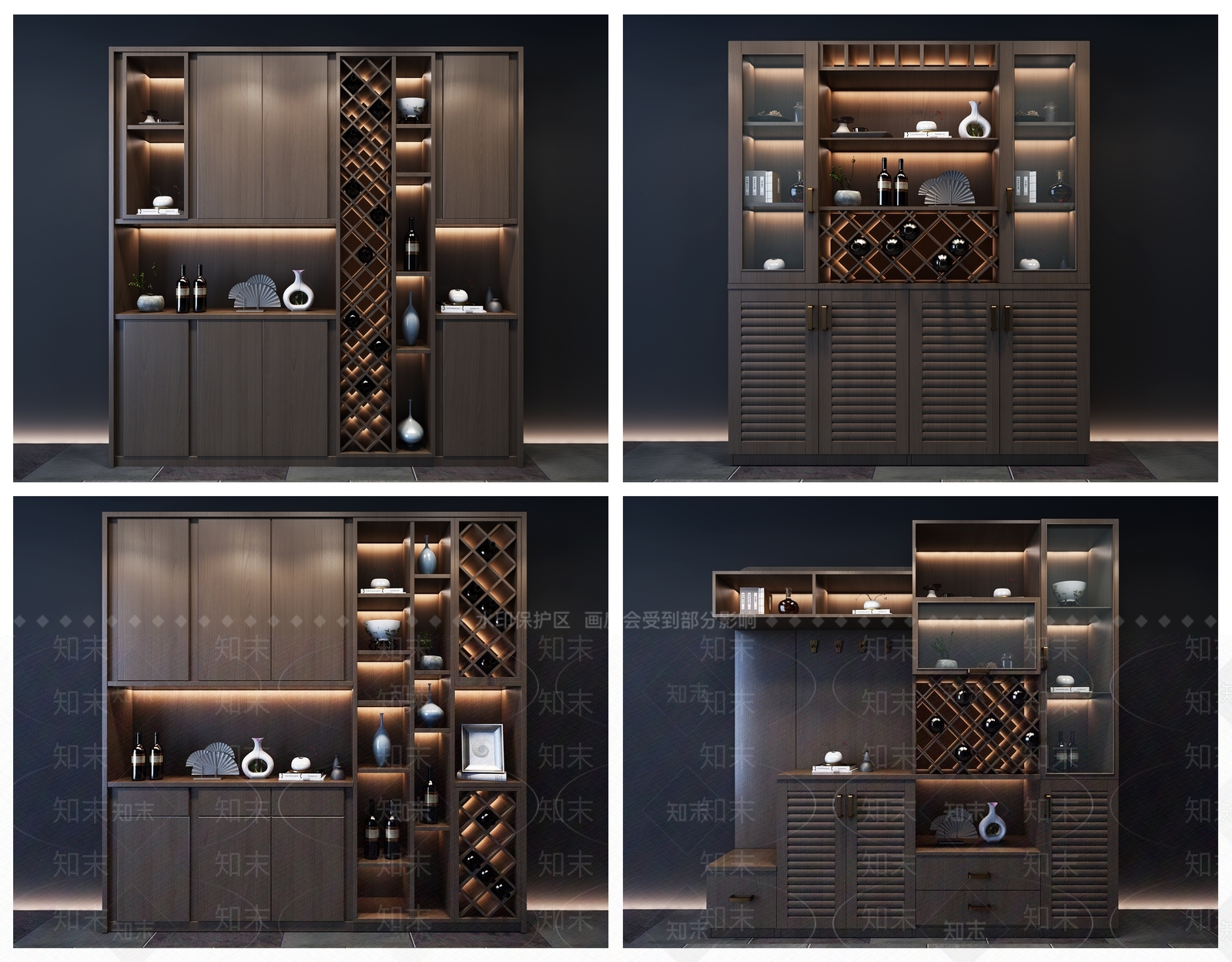 现代酒柜组合模型3D模型下载【ID:932877025】