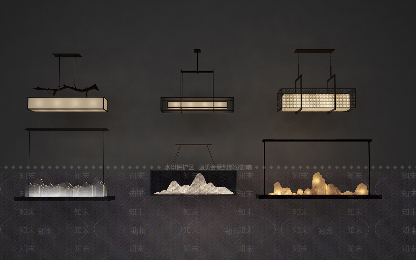 新中式书房茶室吊灯3D模型下载【ID:533271862】