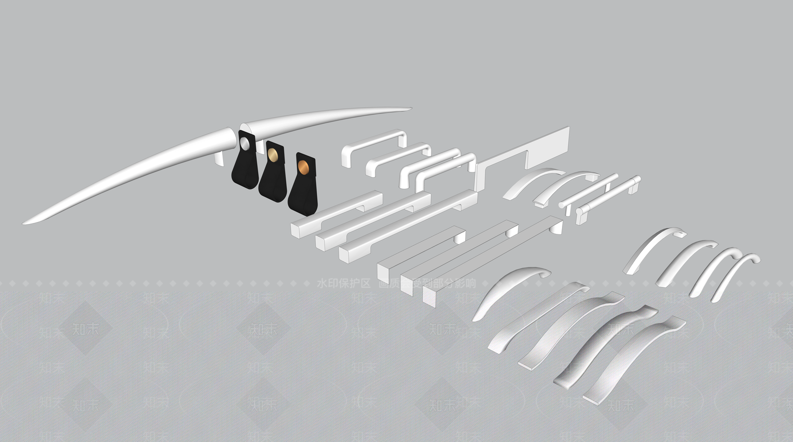 皮质拉手——柜体拉手SU模型下载【ID:434930356】