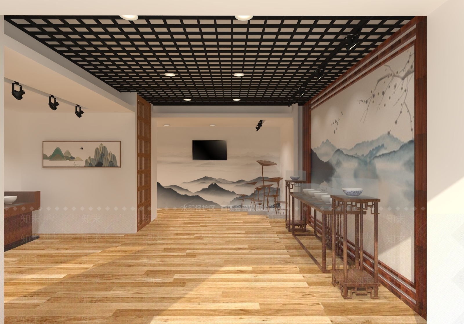 现代雨花石展厅SU模型下载【ID:232191991】