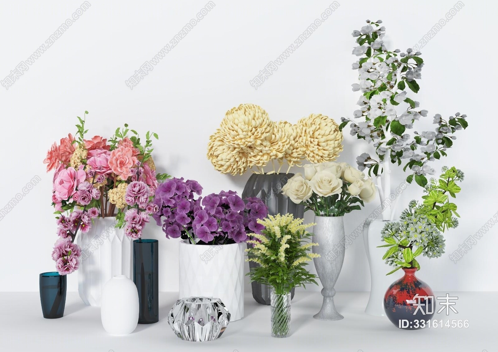 现代鲜花花卉绿植摆件3D模型下载【ID:331614566】