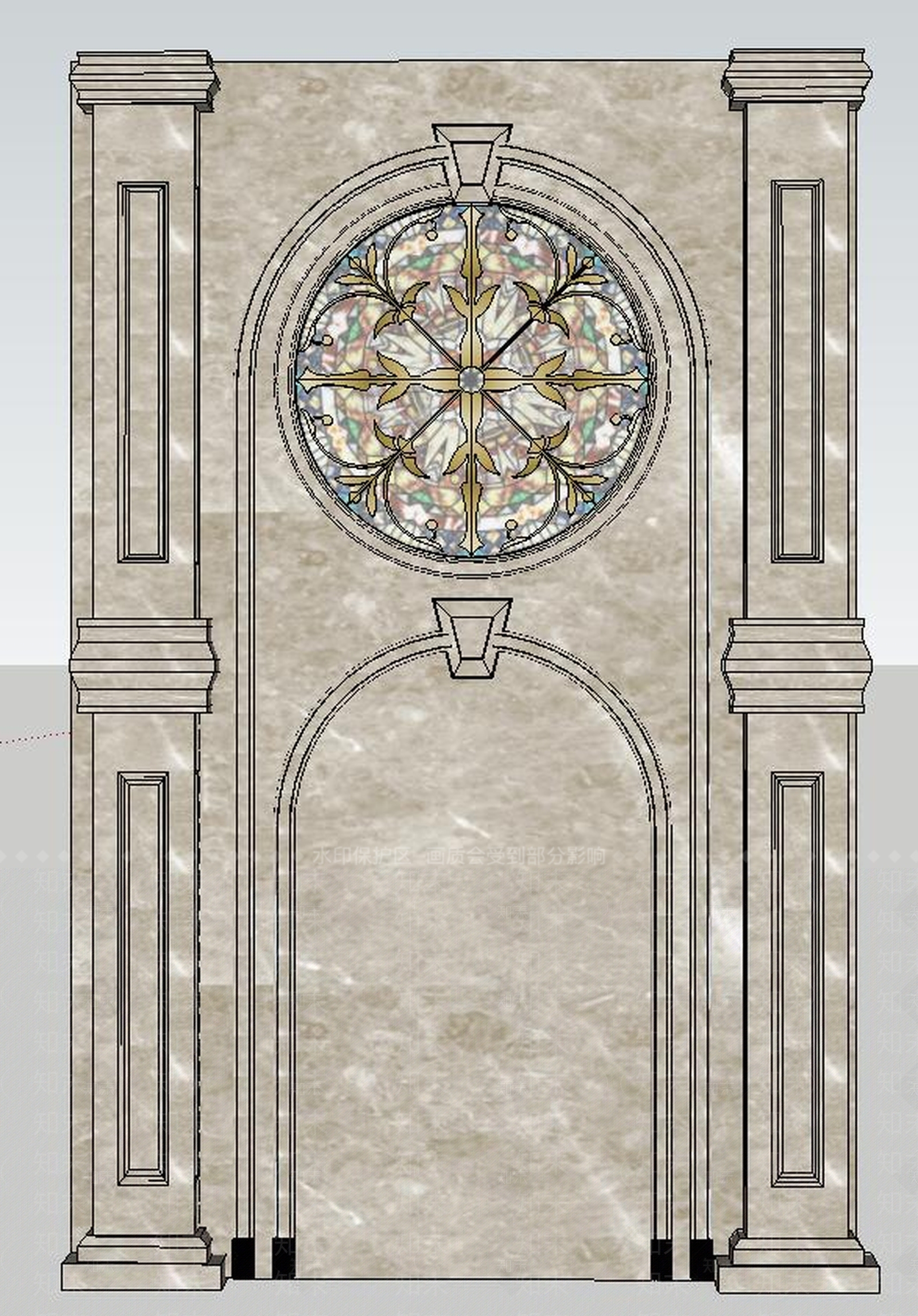 欧式罗马柱背景图SU模型下载【ID:433826876】