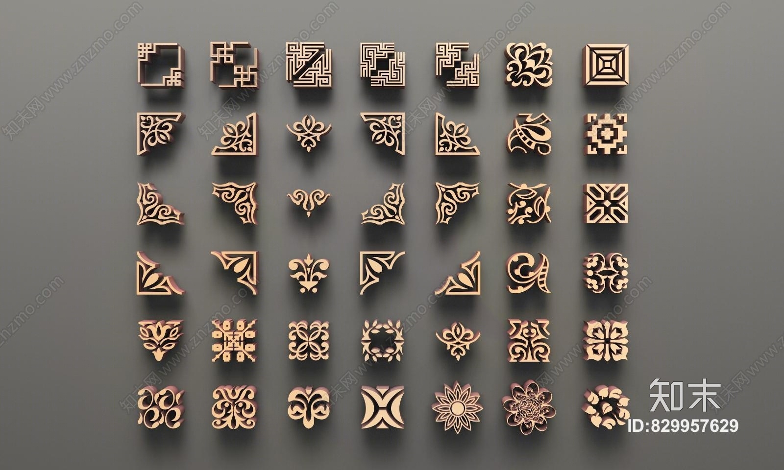 新中式角线3D模型下载【ID:829957629】