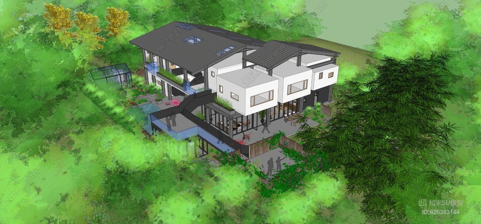 精品民宿酒店SU模型下载【ID:626383184】