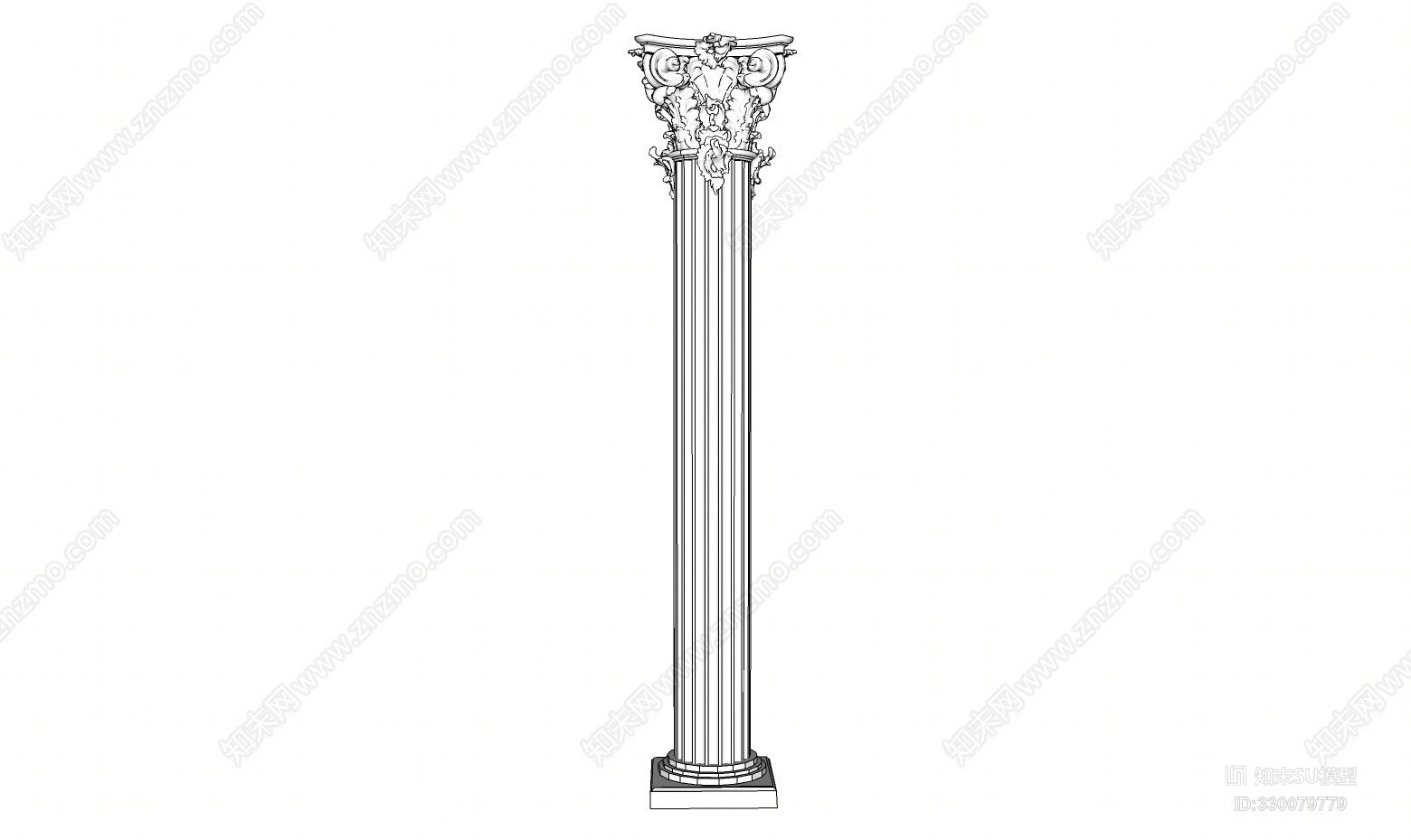SU草图大师模型欧式构件罗马柱SU模型下载【ID:330079779】