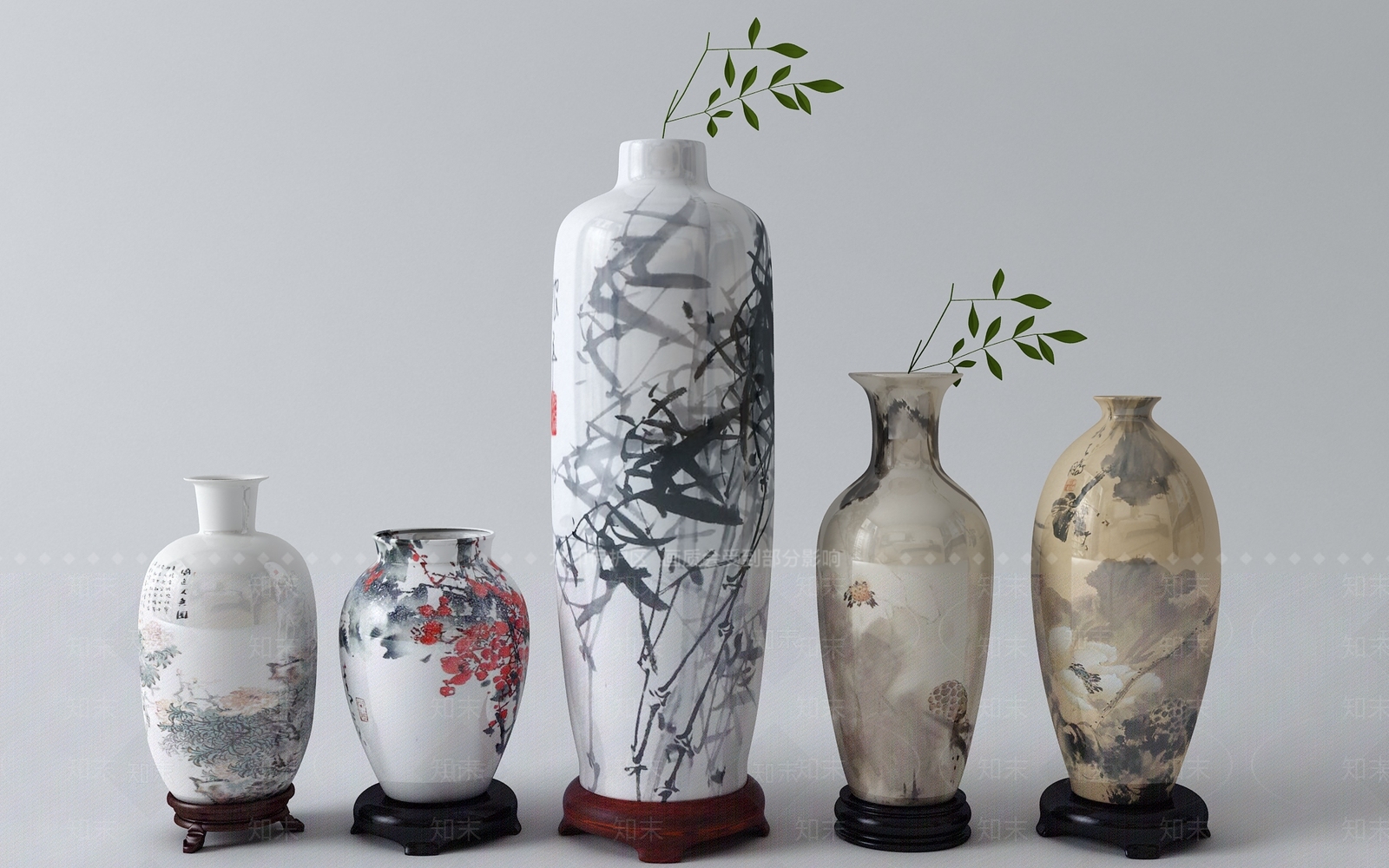 中式陶瓷花瓶3D模型下载【ID:633923680】