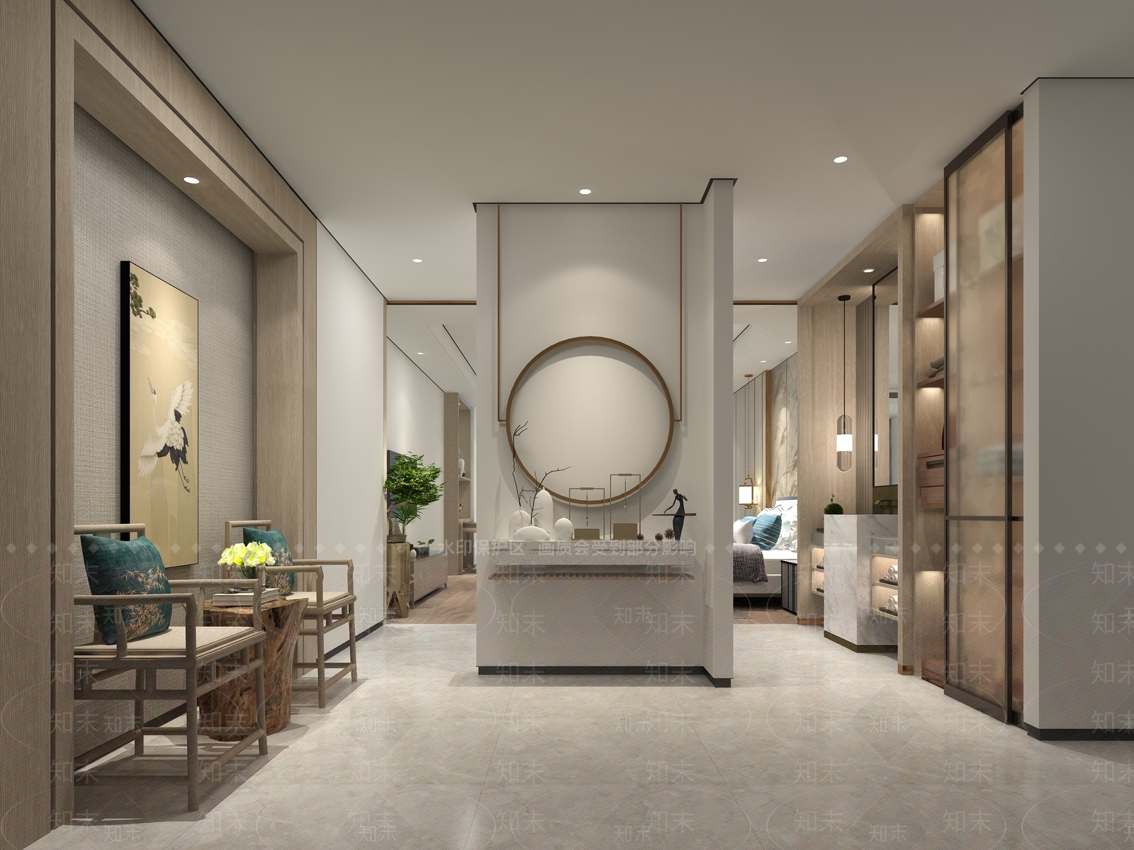 新中式客房套间3D模型下载【ID:433401678】