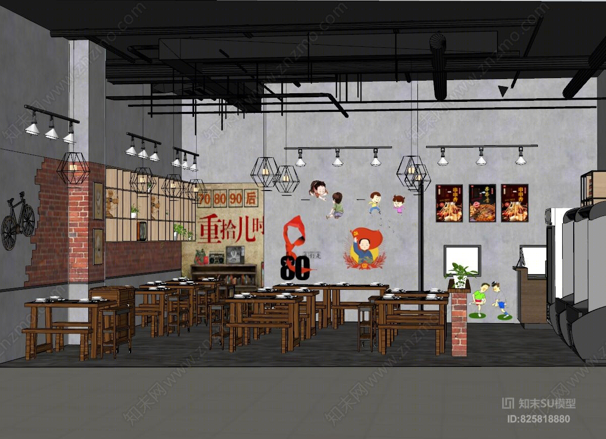 中式火锅店SU模型下载【ID:825818880】