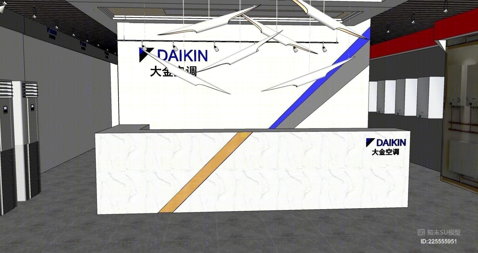 大金空调菲斯曼地暖红星展厅SU模型下载【ID:225555951】