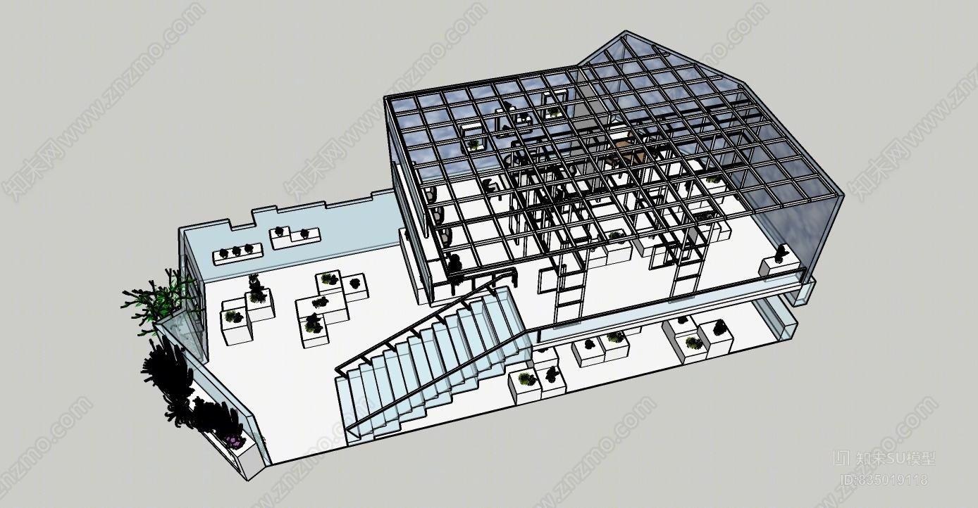 花艺店插花店小聚空间SU模型下载【ID:835019118】