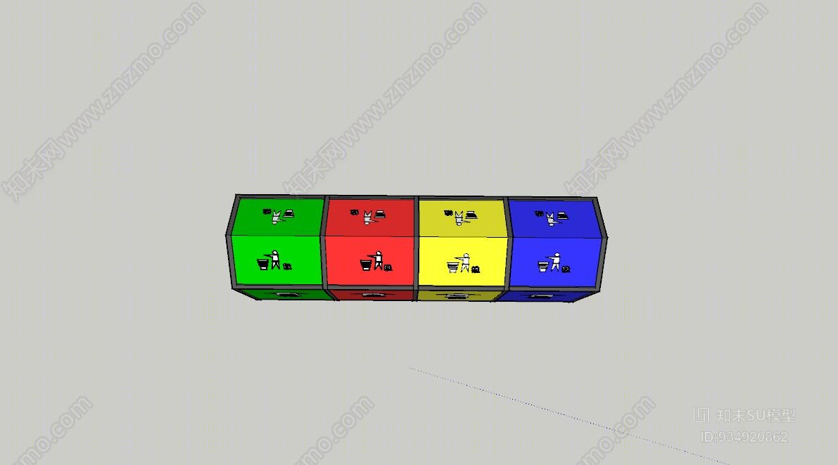 小区分类垃圾桶SU模型下载【ID:934920862】