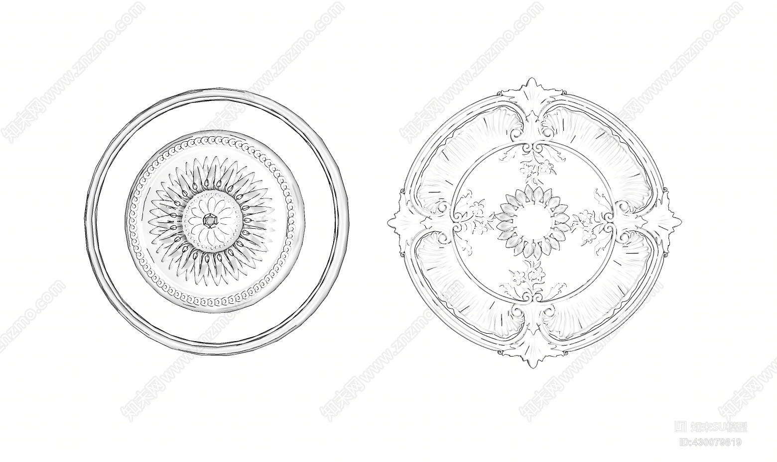 SU草图大师模型欧式雕花构件SU模型下载【ID:430079819】