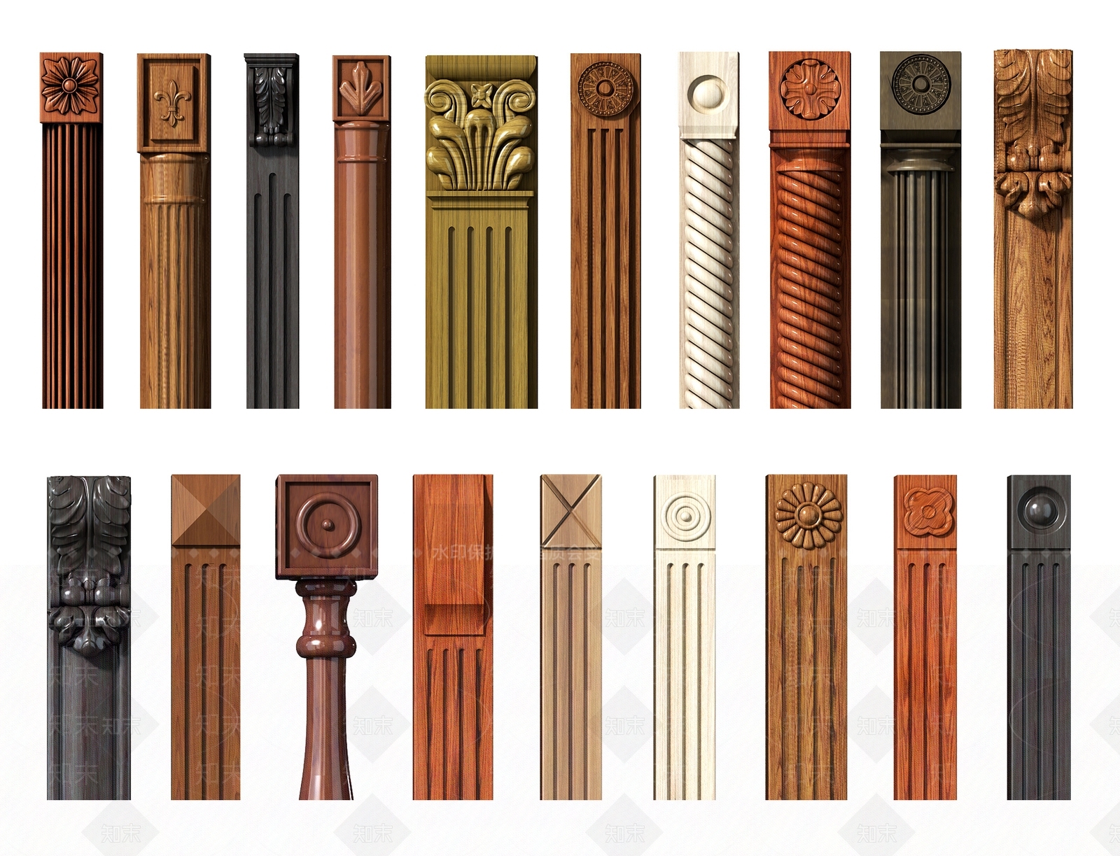 简欧橱柜罗马柱3D模型下载【ID:832555115】