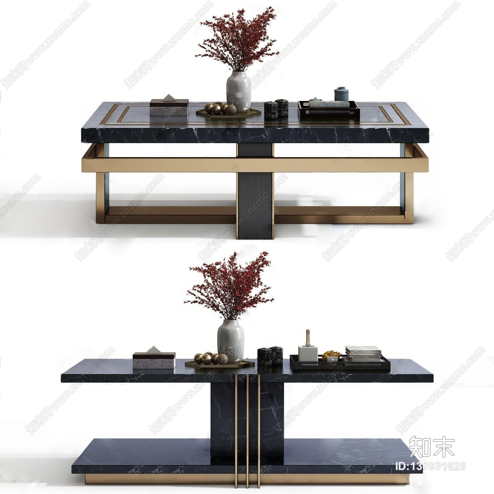 现代茶几组合模型3D模型下载【ID:130931626】