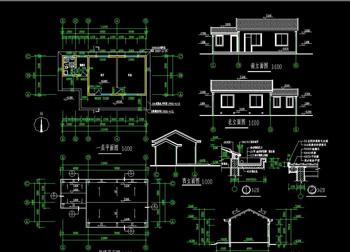 5套别墅建筑结构施工图cad施工图下载【ID:530038434】