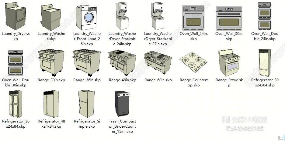 厨房用品SU模型下载【ID:833683385】