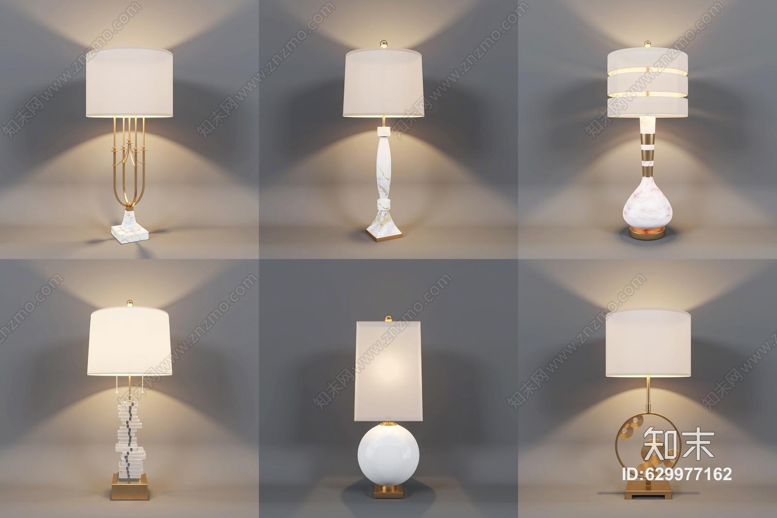 现代台灯灯罩圆形台灯台灯组合简约台灯金属台灯3D模型下载【ID:629977162】