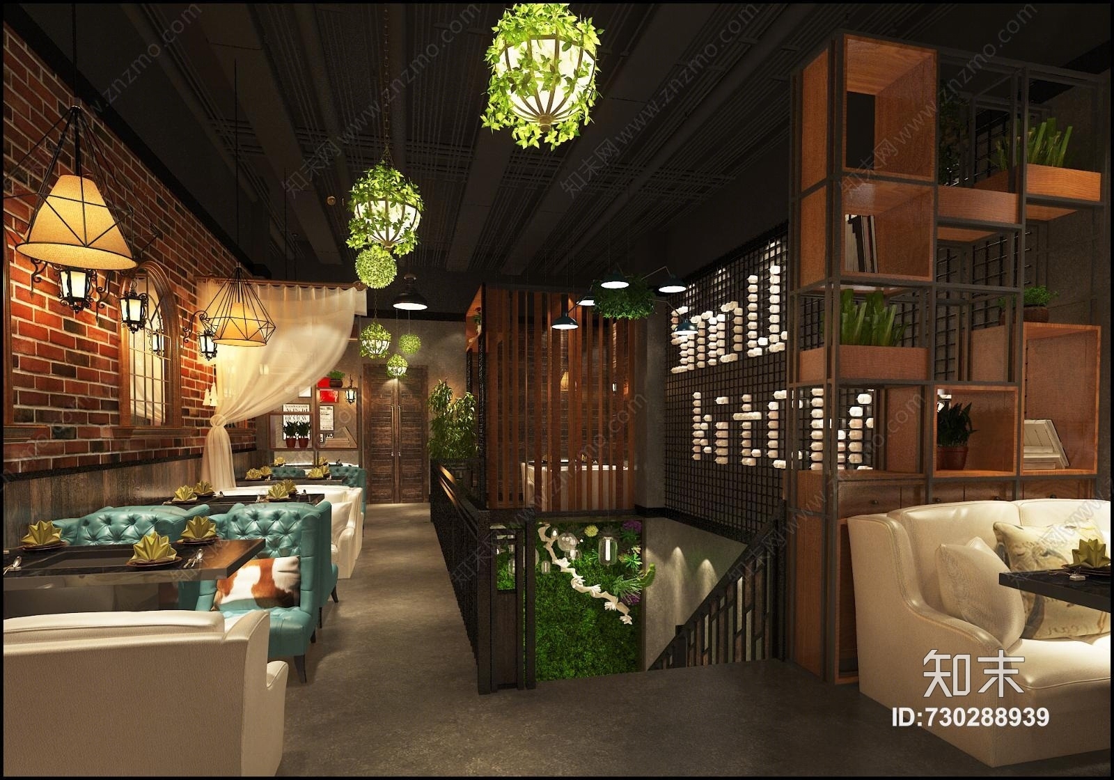 简欧西餐厅3D模型下载【ID:730288939】