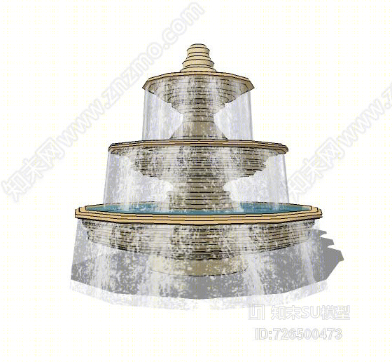 景观入口水景设计SU模型下载【ID:726500473】