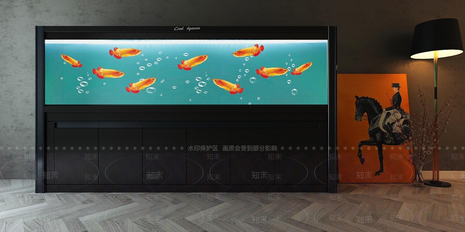 现代鱼缸3D模型下载【ID:632436747】