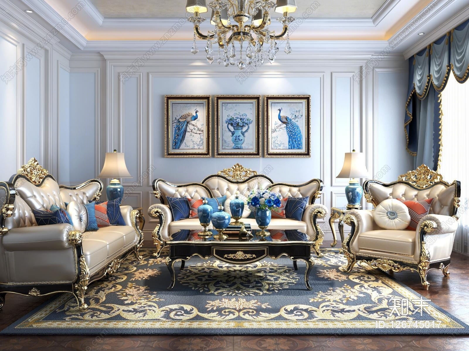 欧式新古典800平别墅客厅沙发装修效果图_别墅设计图