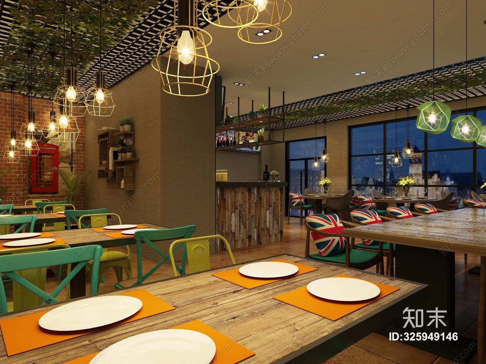 工业风餐馆3D模型下载【ID:325949146】