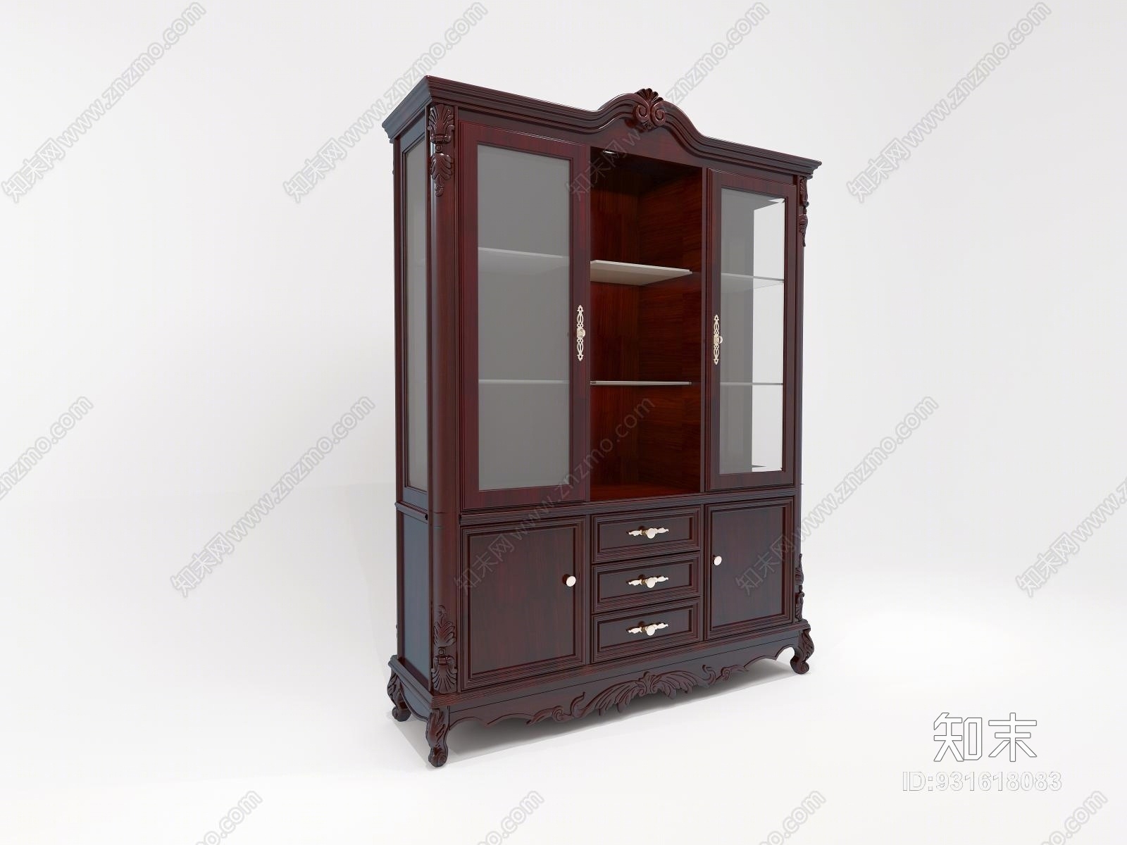 欧式古典欧式酒柜模型3D模型下载【ID:931618083】