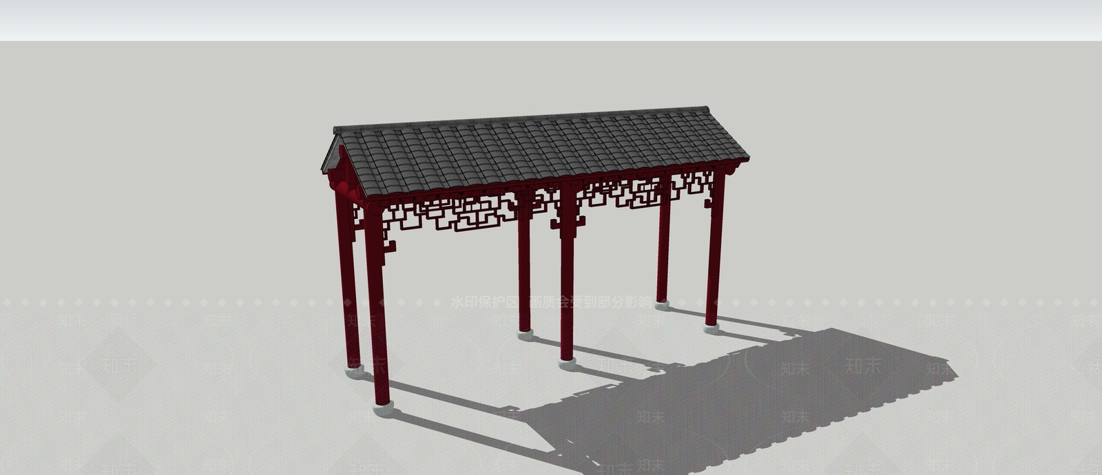 古典长廊室外小品SU模型下载【ID:433258724】