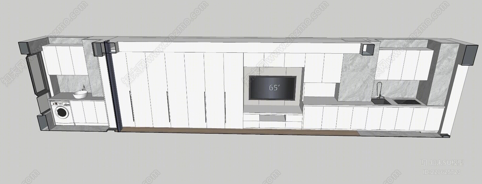 日式——单身公寓床SU模型下载【ID:228625723】