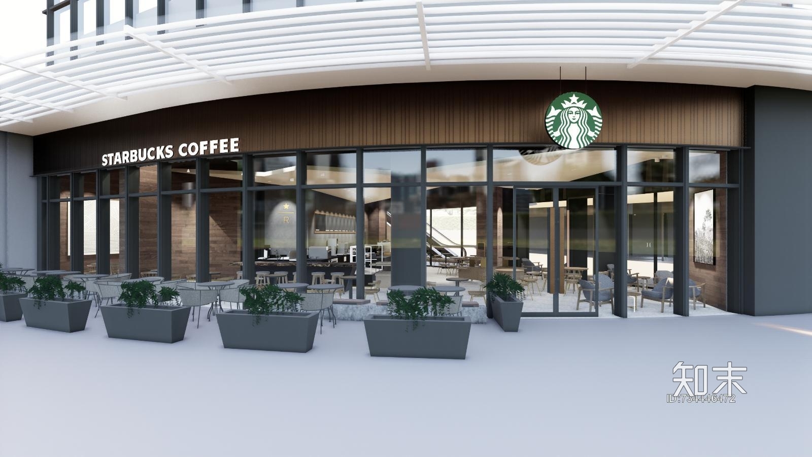 【星巴克】杭州台州椒江欢乐城店│施工图CAD&PDF+效果图施工图下载【ID:734446472】