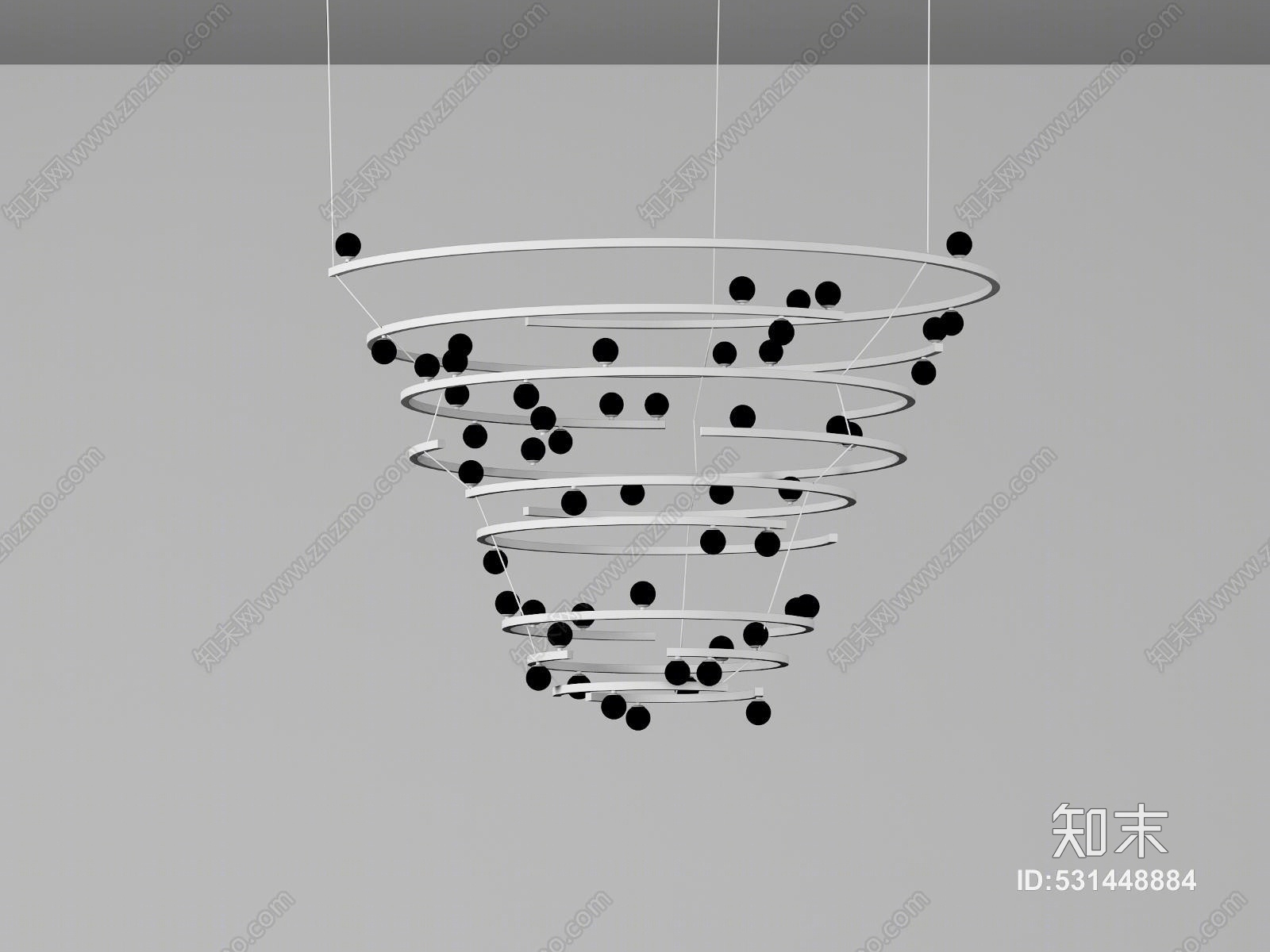 现代金属大吊灯3D模型下载【ID:531448884】